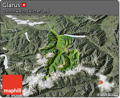 Satellite Map of Glarus, semi-desaturated