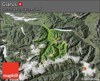 Satellite Map of Glarus, semi-desaturated