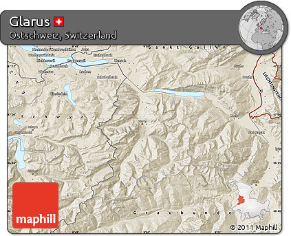 Shaded Relief Map of Glarus