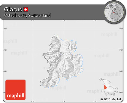Silver Style Map of Glarus, single color outside