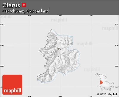Silver Style Map of Glarus, single color outside