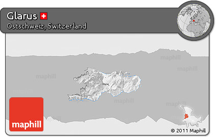 Gray Panoramic Map of Glarus, single color outside