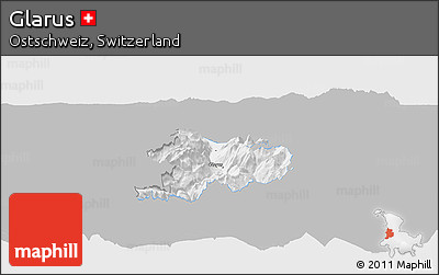 Gray Panoramic Map of Glarus, single color outside