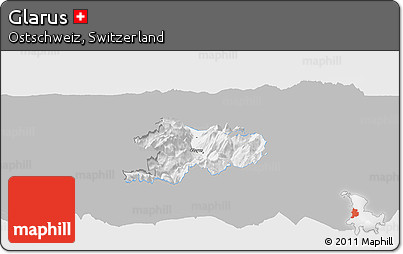 Gray Panoramic Map of Glarus, single color outside