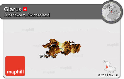 Physical Panoramic Map of Glarus, cropped outside