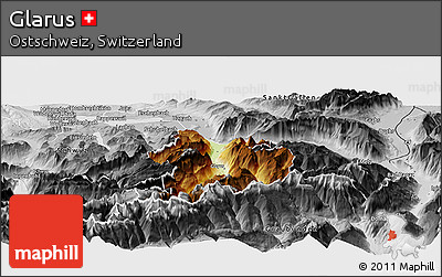 Physical Panoramic Map of Glarus, desaturated