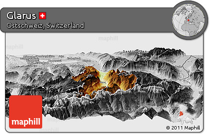 Physical Panoramic Map of Glarus, desaturated