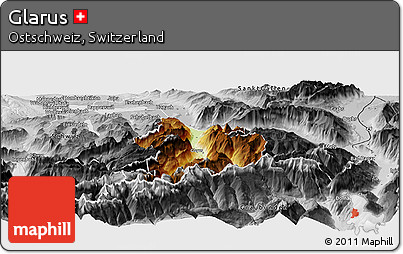 Physical Panoramic Map of Glarus, desaturated
