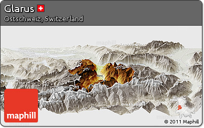 Physical Panoramic Map of Glarus, lighten, semi-desaturated