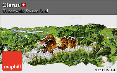 Physical Panoramic Map of Glarus, satellite outside