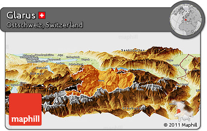 Political Panoramic Map of Glarus, physical outside