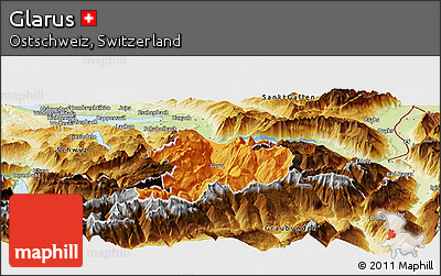 Political Panoramic Map of Glarus, physical outside