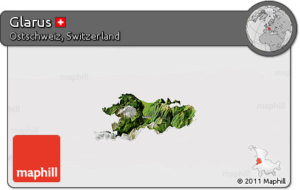 Satellite Panoramic Map of Glarus, cropped outside
