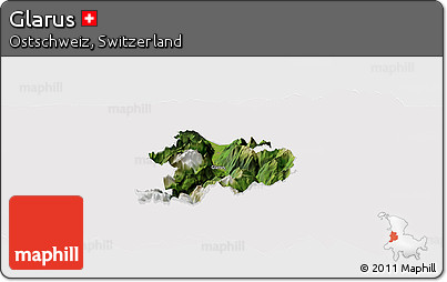 Satellite Panoramic Map of Glarus, cropped outside