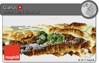 Satellite Panoramic Map of Glarus, physical outside