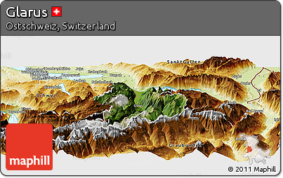 Satellite Panoramic Map of Glarus, physical outside