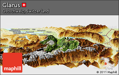 Satellite Panoramic Map of Glarus, physical outside