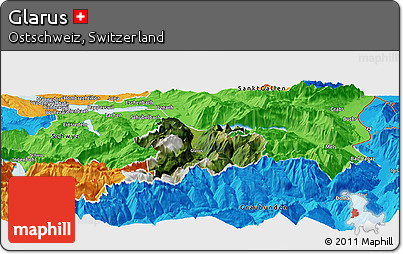 Satellite Panoramic Map of Glarus, political outside