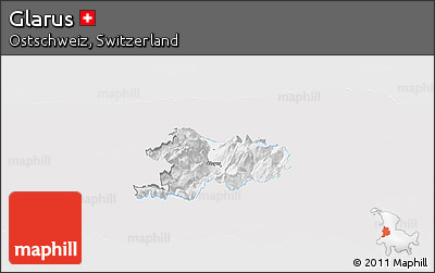 Silver Style Panoramic Map of Glarus, single color outside