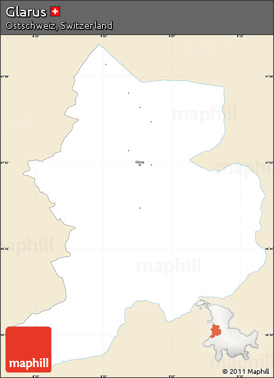 Classic Style Simple Map of Glarus, single color outside