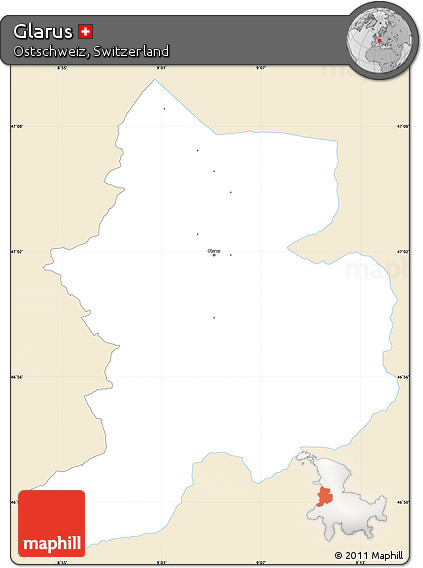 Classic Style Simple Map of Glarus, single color outside