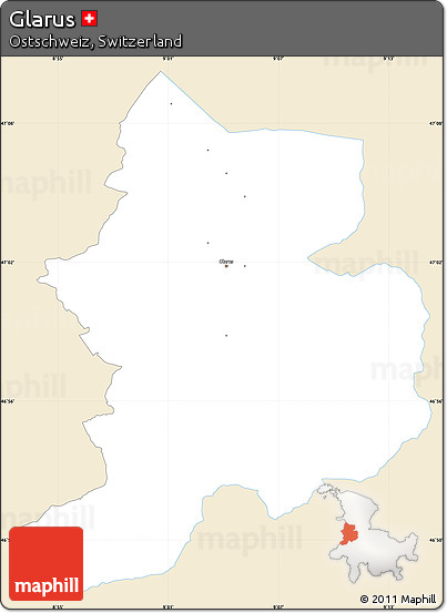 Classic Style Simple Map of Glarus, single color outside