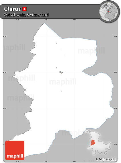 Gray Simple Map of Glarus, single color outside
