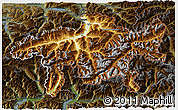Physical 3D Map of Graubünden, darken