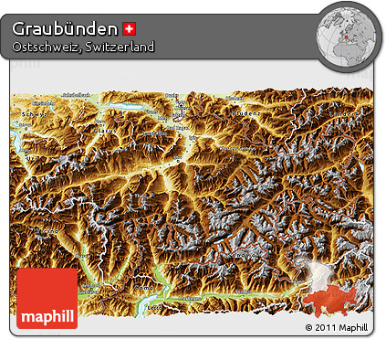 Physical 3D Map of Graubünden