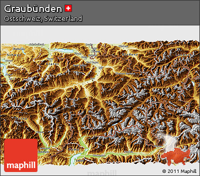 Physical 3D Map of Graubünden