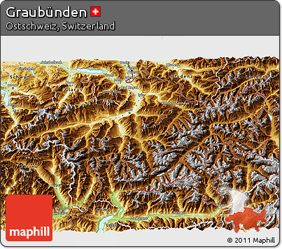 Physical 3D Map of Graubünden