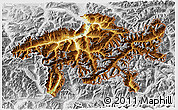 Physical 3D Map of Graubünden, lighten, desaturated