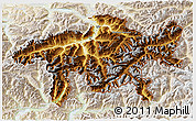 Physical 3D Map of Graubünden, lighten