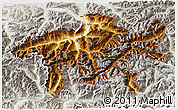 Physical 3D Map of Graubünden, lighten, semi-desaturated