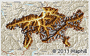 Physical 3D Map of Graubünden, shaded relief outside