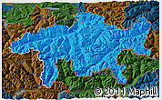 Political 3D Map of Graubünden, darken