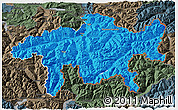 Political 3D Map of Graubünden, darken, semi-desaturated