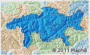 Political 3D Map of Graubünden, lighten
