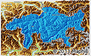 Political 3D Map of Graubünden, physical outside