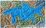 Political 3D Map of Graubünden, semi-desaturated