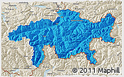 Political 3D Map of Graubünden, shaded relief outside