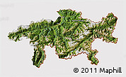 Satellite 3D Map of Graubünden, cropped outside