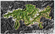 Satellite 3D Map of Graubünden, darken, desaturated