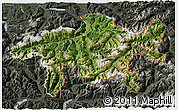 Satellite 3D Map of Graubünden, darken, semi-desaturated