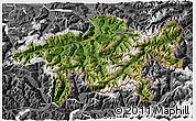 Satellite 3D Map of Graubünden, desaturated