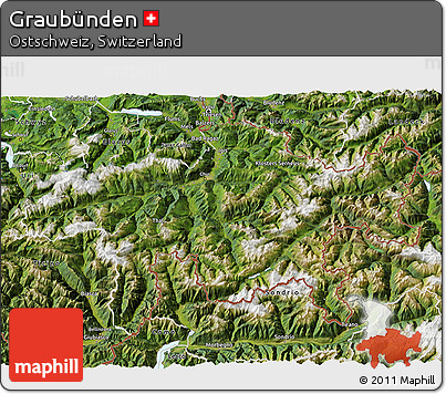 Satellite 3D Map of Graubünden
