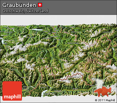 Satellite 3D Map of Graubünden