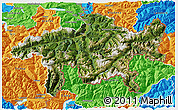 Satellite 3D Map of Graubünden, political outside