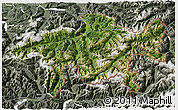 Satellite 3D Map of Graubünden, semi-desaturated