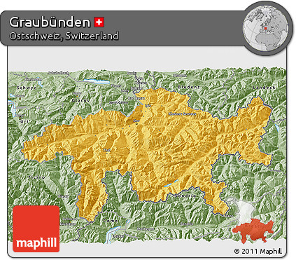 Savanna Style 3D Map of Graubünden
